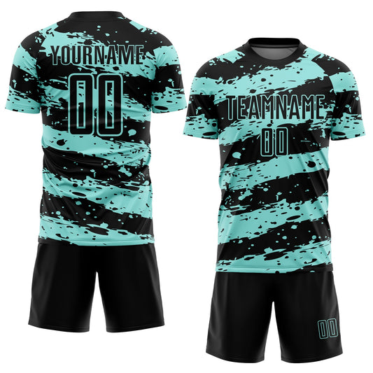 Custom Black Ice Blue Splash Sublimation Soccer Uniform Jersey - Sky-Custom
