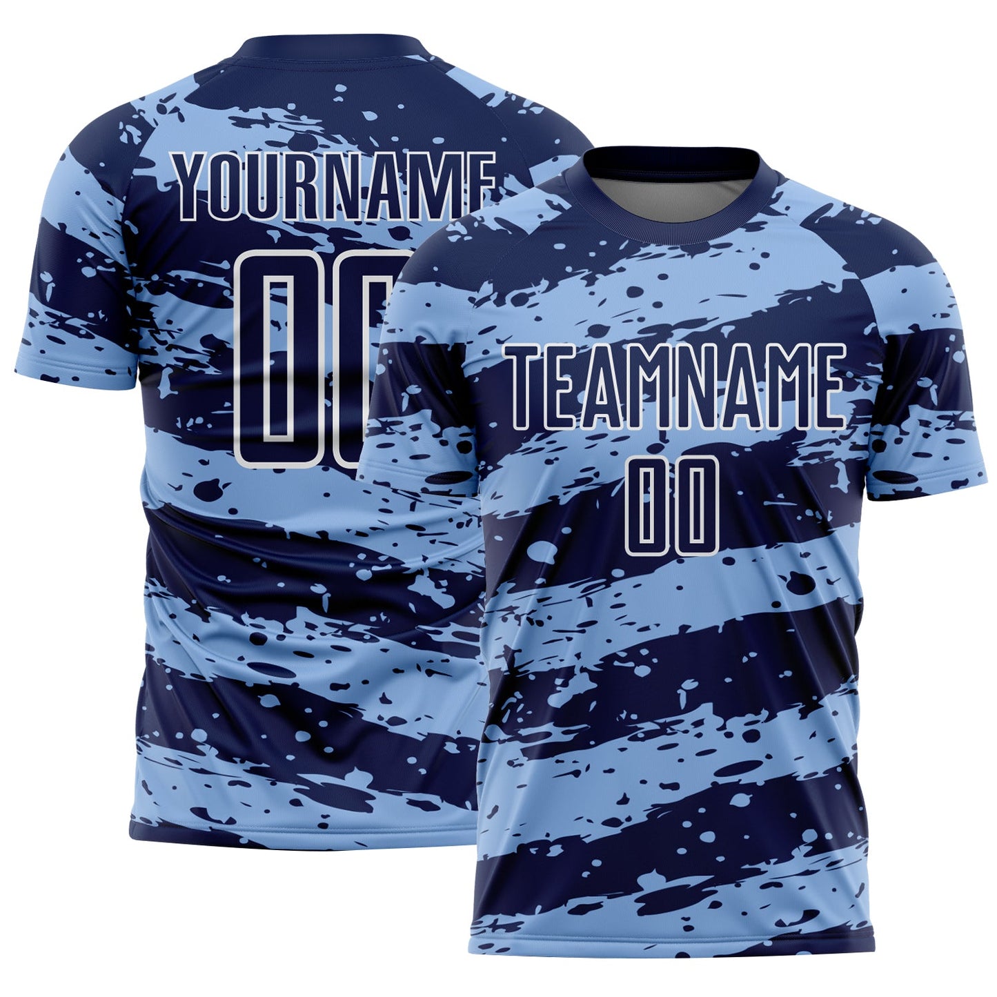 Custom Navy Light Blue-White Splash Sublimation Soccer Uniform Jersey - Sky-Custom