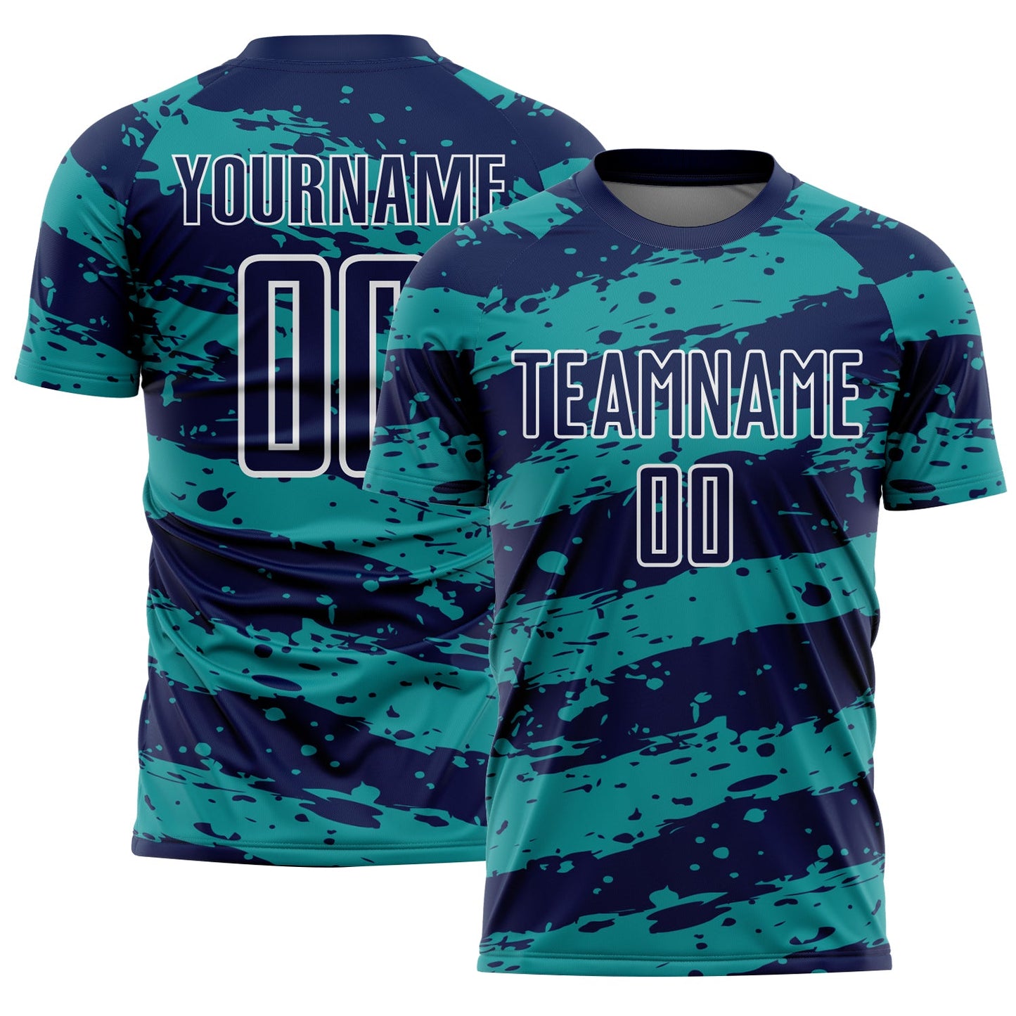Custom Navy Teal-White Splash Sublimation Soccer Uniform Jersey - Sky-Custom