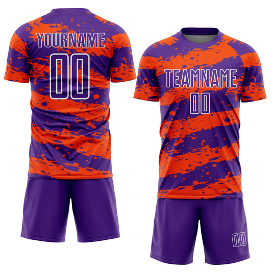 Custom Purple Orange-White Splash Sublimation Soccer Uniform Jersey - Sky-Custom