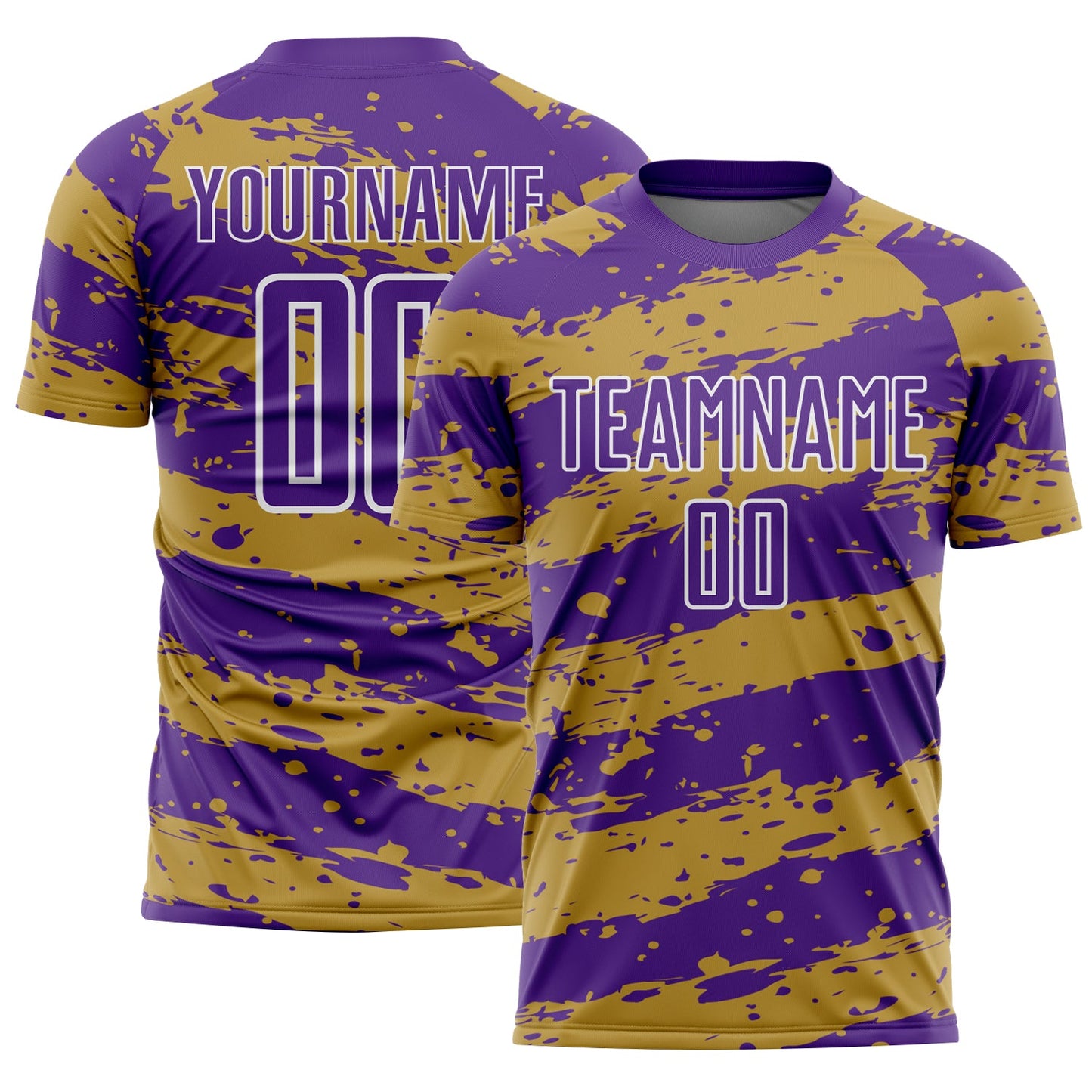 Custom Purple Old Gold-White Splash Sublimation Soccer Uniform Jersey - Sky-Custom