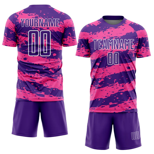 Custom Purple Pink-White Splash Sublimation Soccer Uniform Jersey - Sky-Custom