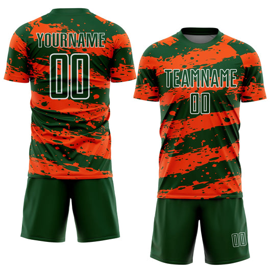 Custom Green Orange-White Splash Sublimation Soccer Uniform Jersey - Sky-Custom