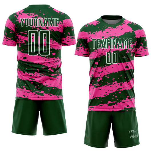 Custom Green Pink-White Splash Sublimation Soccer Uniform Jersey - Sky-Custom