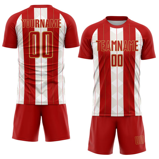 Custom Red Old Gold-White Line Sublimation Soccer Uniform Jersey - Sky-Custom