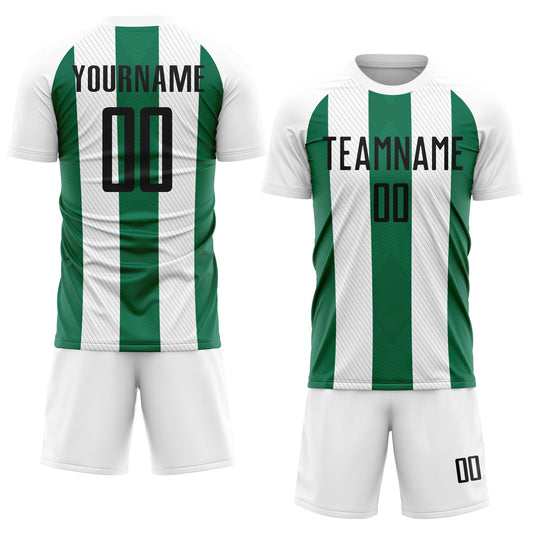 Custom White Black-Kelly Green Line Sublimation Soccer Uniform Jersey - Sky-Custom