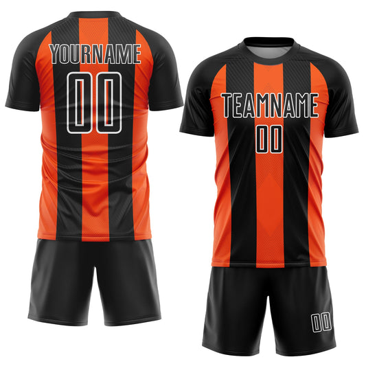 Custom Black Orange-White Line Sublimation Soccer Uniform Jersey - Sky-Custom