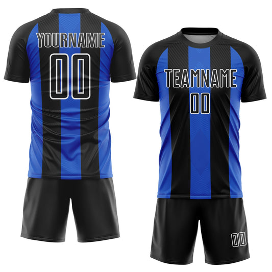 Custom Black Thunder Blue-White Line Sublimation Soccer Uniform Jersey - Sky-Custom