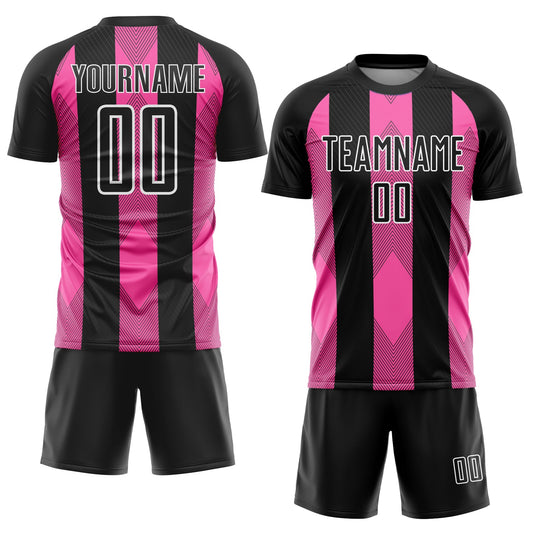 Custom Black Pink-White Line Sublimation Soccer Uniform Jersey - Sky-Custom