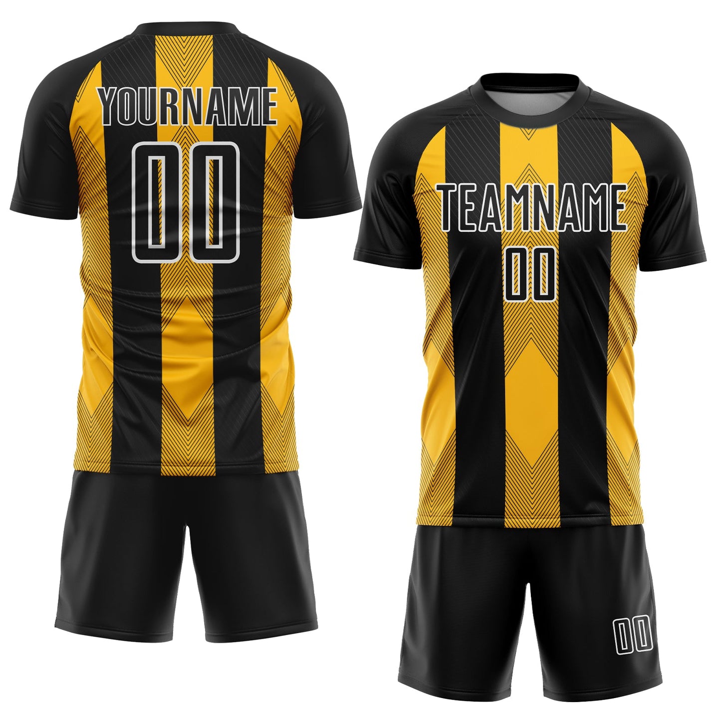 Custom Black Gold-White Line Sublimation Soccer Uniform Jersey - Sky-Custom
