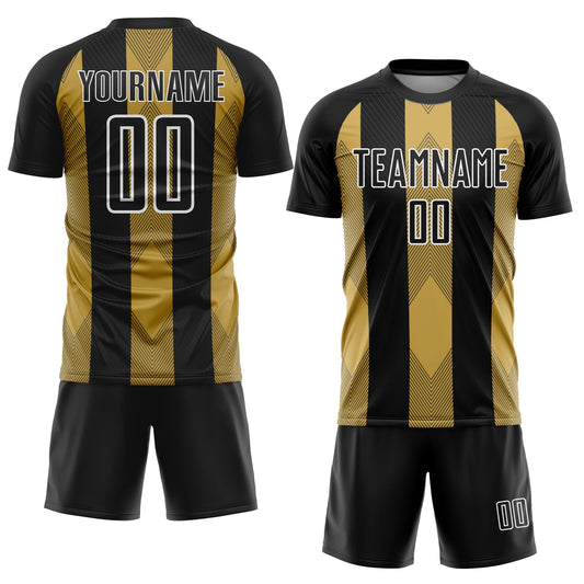 Custom Black Old Gold-White Line Sublimation Soccer Uniform Jersey - Sky-Custom