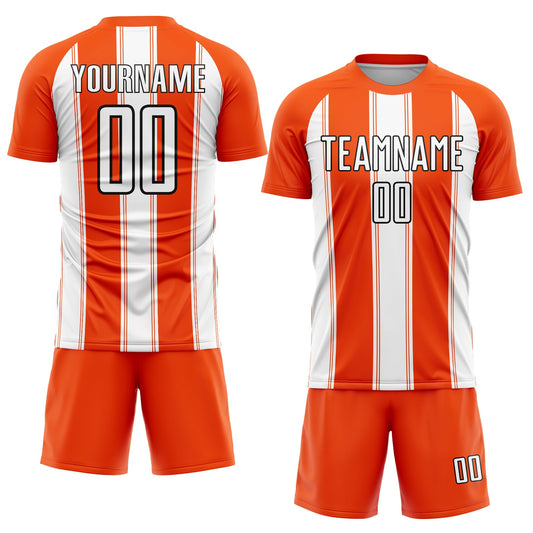 Custom Orange White-Black Line Sublimation Soccer Uniform Jersey - Sky-Custom