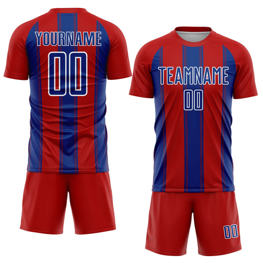 Custom Red Royal-White Line Sublimation Soccer Uniform Jersey - Sky-Custom