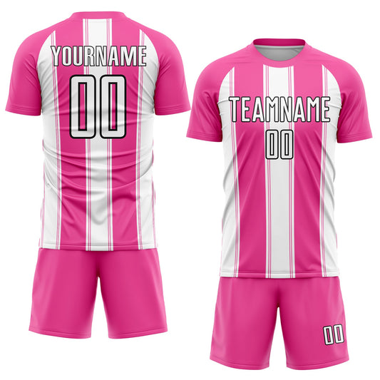 Custom Pink White-Black Line Sublimation Soccer Uniform Jersey - Sky-Custom