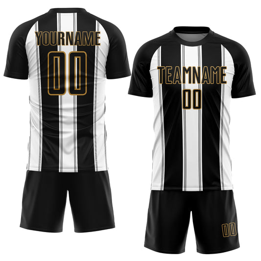 Custom Black White-Old Gold Line Sublimation Soccer Uniform Jersey - Sky-Custom