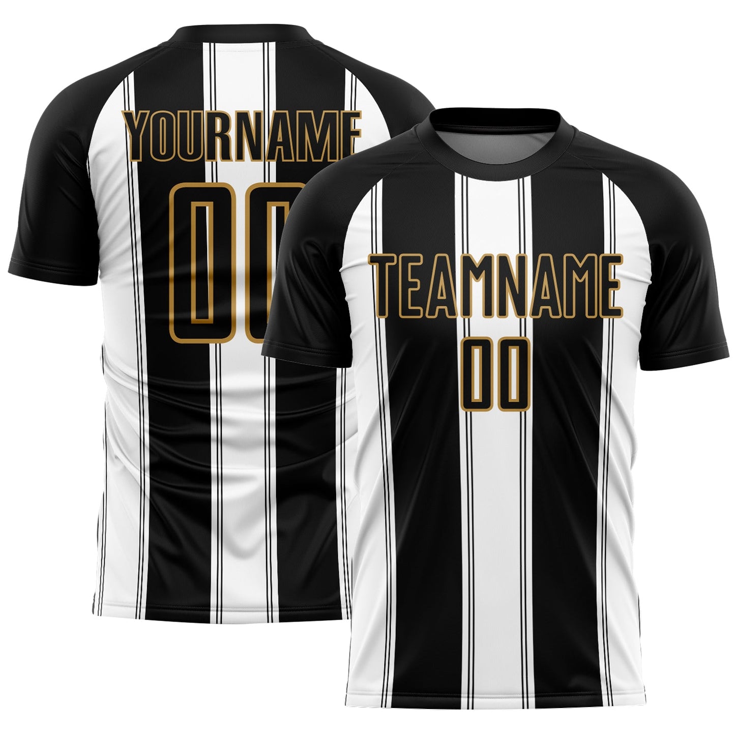 Custom Black White-Old Gold Line Sublimation Soccer Uniform Jersey - Sky-Custom