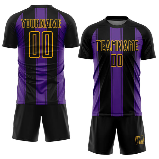 Custom Black Purple-Gold Line Sublimation Soccer Uniform Jersey - Sky-Custom