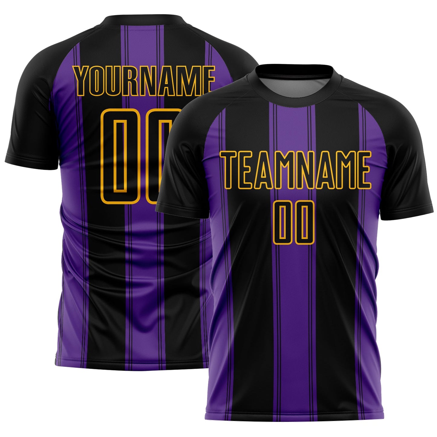 Custom Black Purple-Gold Line Sublimation Soccer Uniform Jersey - Sky-Custom