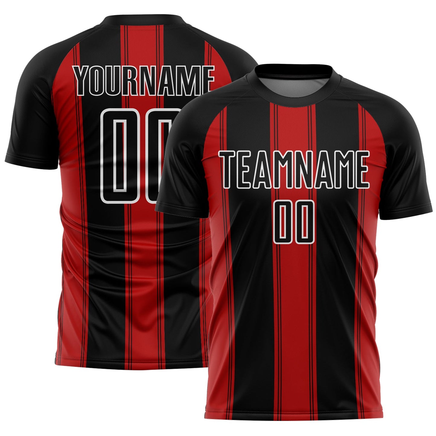 Custom Black Red-White Line Sublimation Soccer Uniform Jersey - Sky-Custom