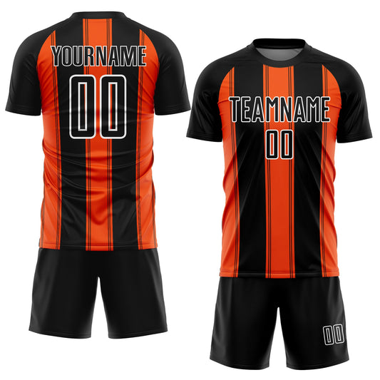 Custom Black Orange-White Line Sublimation Soccer Uniform Jersey - Sky-Custom