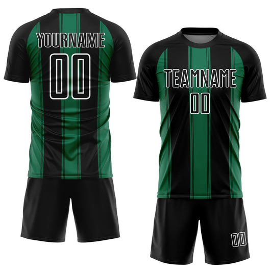 Custom Black Kelly Green-White Line Sublimation Soccer Uniform Jersey - Sky-Custom