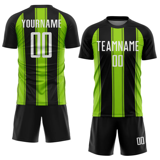 Custom Black White-Neon Green Line Sublimation Soccer Uniform Jersey - Sky-Custom