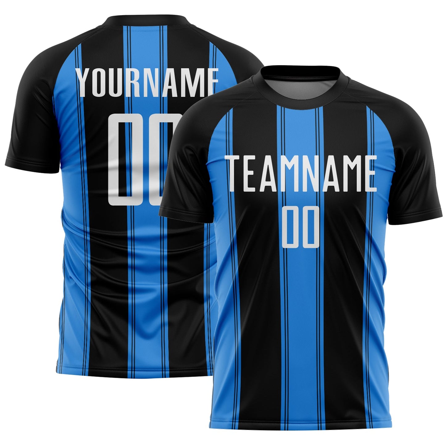 Custom Black White-Powder Blue Line Sublimation Soccer Uniform Jersey - Sky-Custom