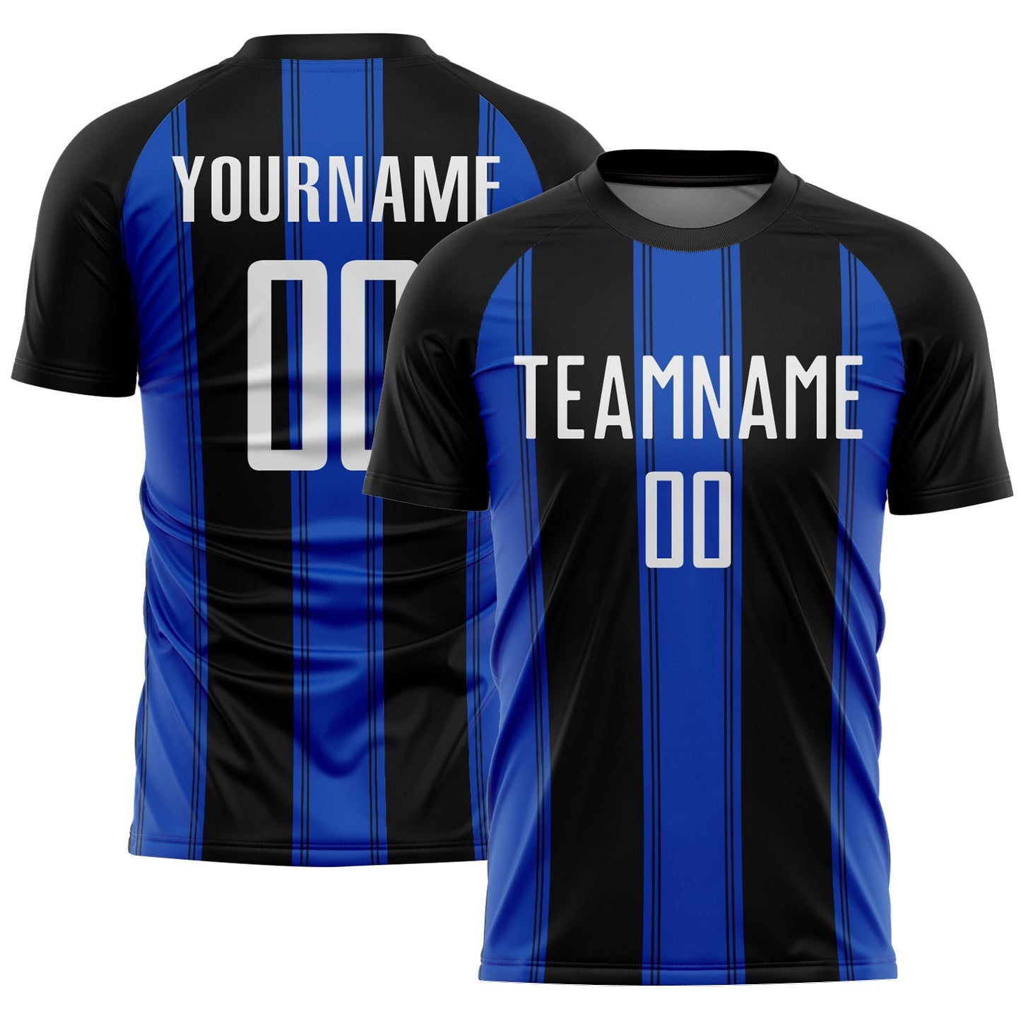 Custom Black White-Thunder Blue Line Sublimation Soccer Uniform Jersey - Sky-Custom