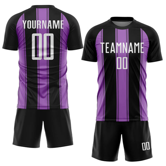 Custom Black White-Medium Purple Line Sublimation Soccer Uniform Jersey - Sky-Custom