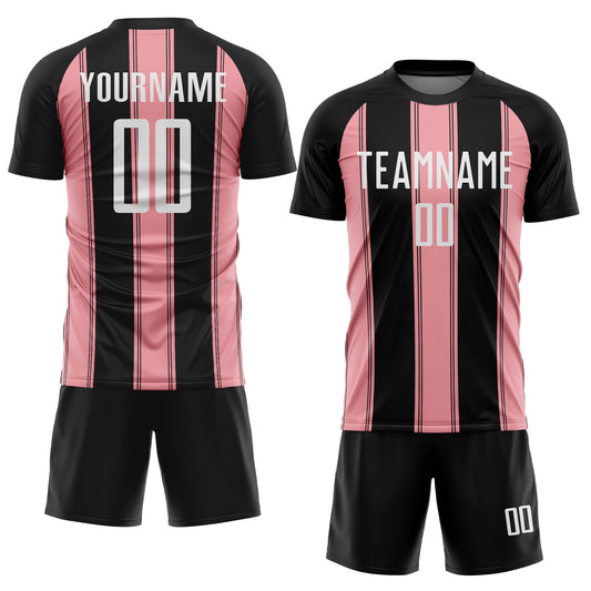Custom Black White-Medium Pink Line Sublimation Soccer Uniform Jersey - Sky-Custom
