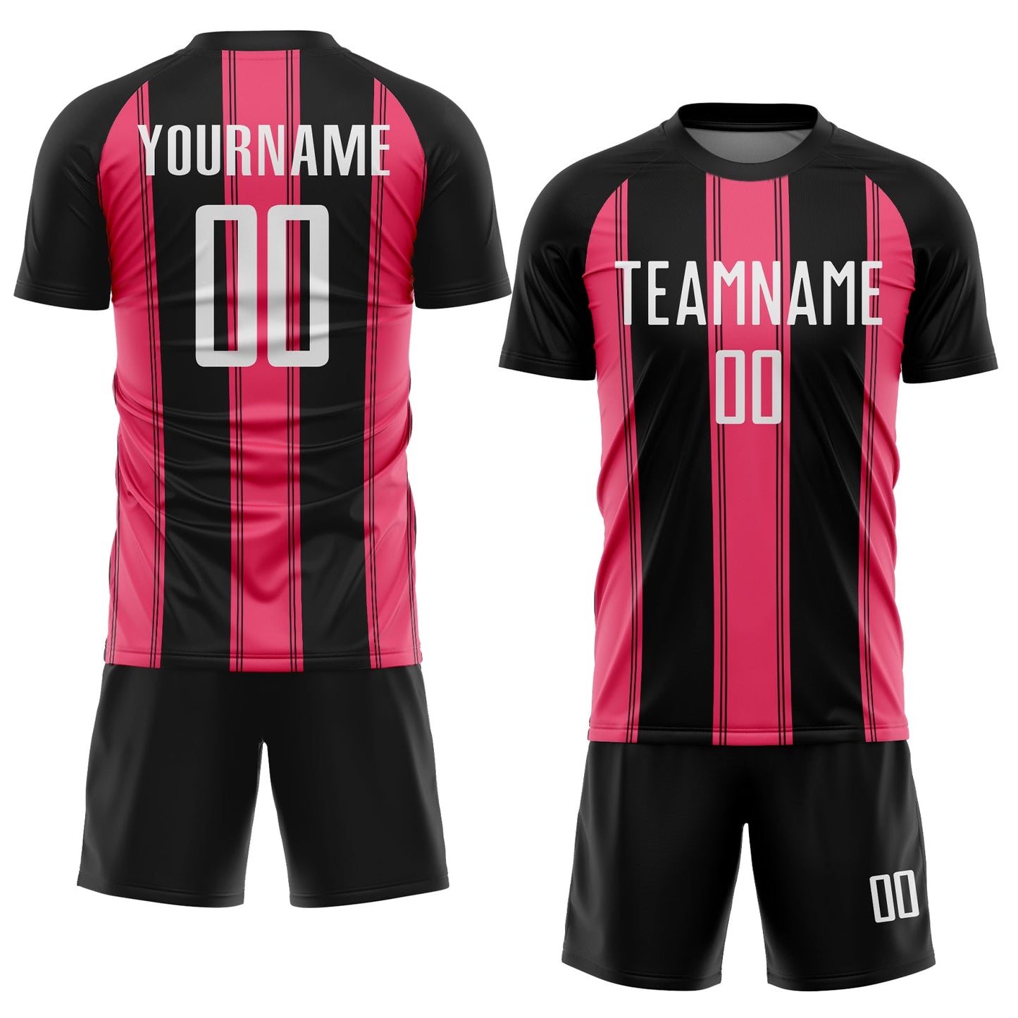 Custom Black White-Neon Pink Line Sublimation Soccer Uniform Jersey - Sky-Custom