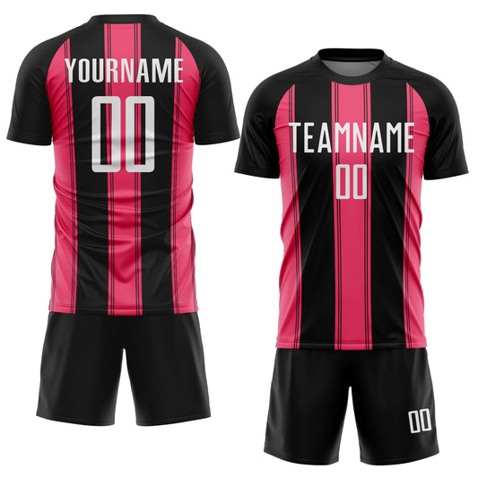 Custom Black White-Neon Pink Line Sublimation Soccer Uniform Jersey - Sky-Custom