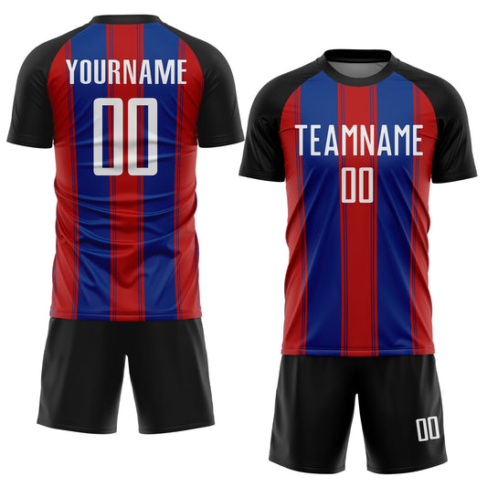 Custom Black White Red-Royal Line Sublimation Soccer Uniform Jersey - Sky-Custom