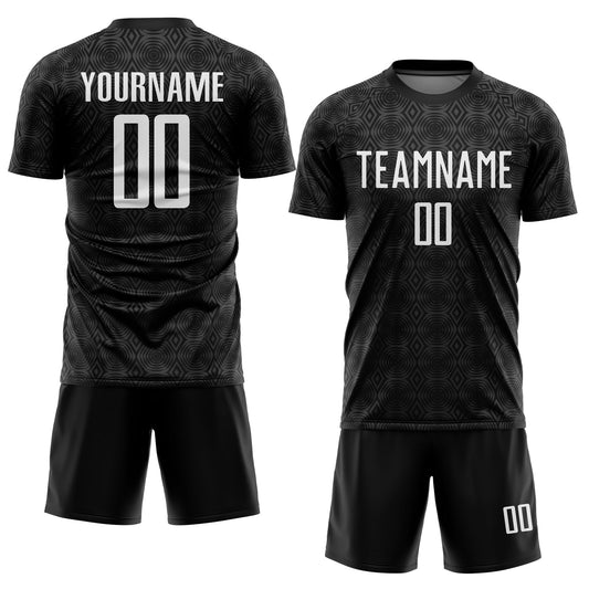 Custom Black White Geometric Shapes Sublimation Soccer Uniform Jersey - Sky-Custom