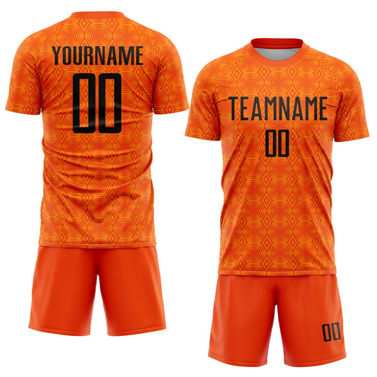 Custom Orange Black-Bay Orange Geometric Shapes Sublimation Soccer Uniform Jersey - Sky-Custom
