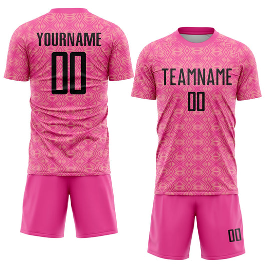 Custom Pink Black-Medium Pink Geometric Shapes Sublimation Soccer Uniform Jersey - Sky-Custom