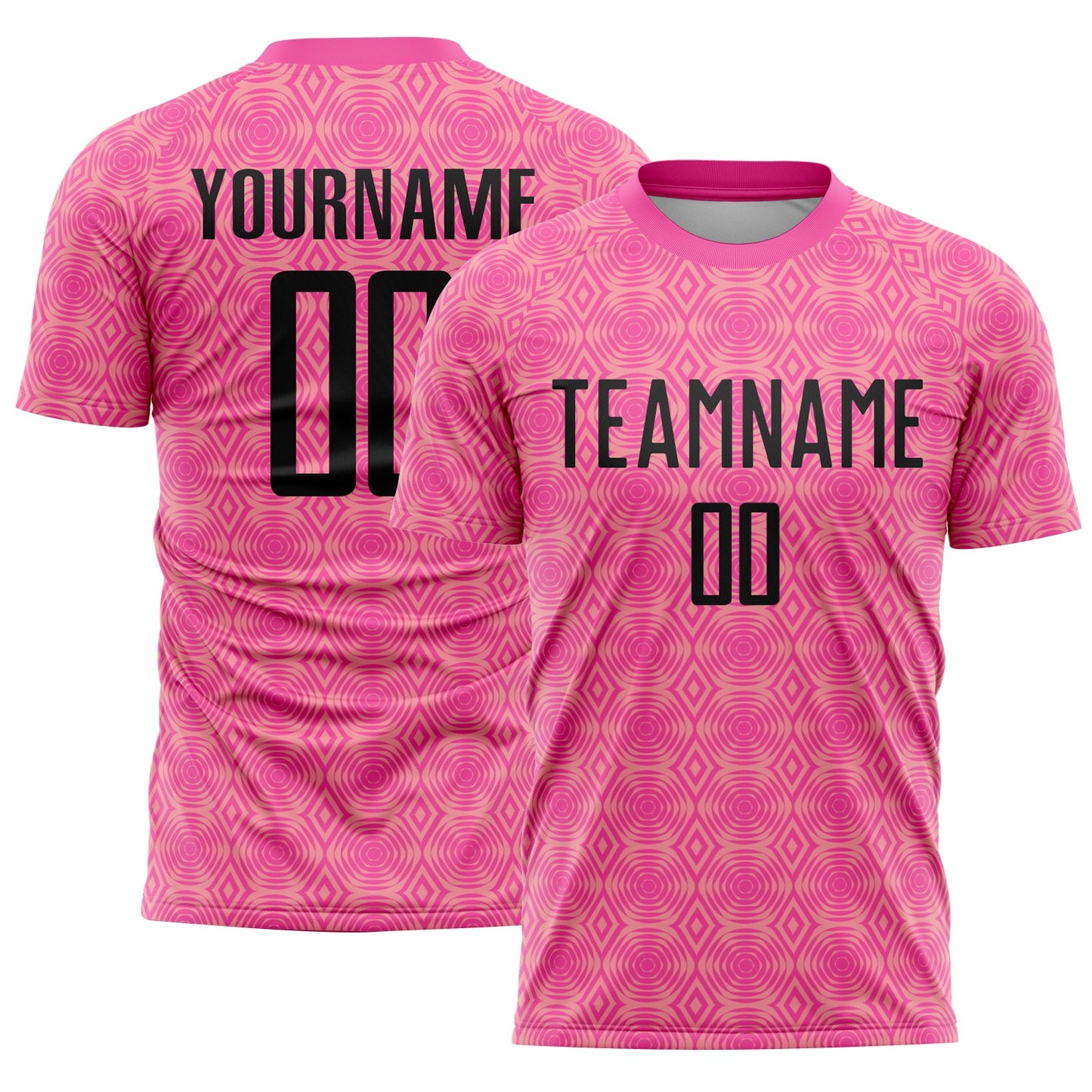 Custom Pink Black-Medium Pink Geometric Shapes Sublimation Soccer Uniform Jersey - Sky-Custom