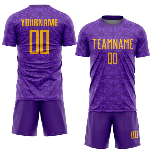 Custom Purple Gold Geometric Shapes Sublimation Soccer Uniform Jersey - Sky-Custom