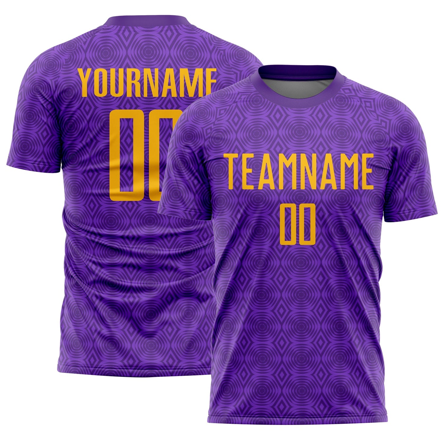 Custom Purple Gold Geometric Shapes Sublimation Soccer Uniform Jersey - Sky-Custom