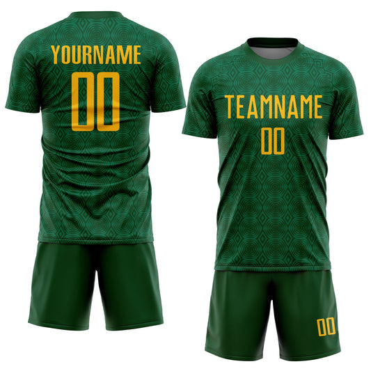 Custom Green Gold-Kelly Green Geometric Shapes Sublimation Soccer Uniform Jersey - Sky-Custom