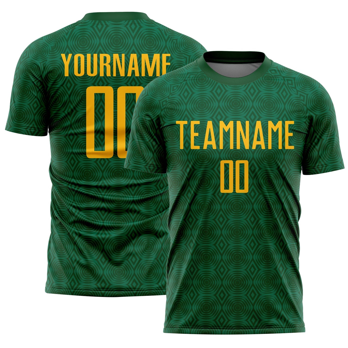 Custom Green Gold-Kelly Green Geometric Shapes Sublimation Soccer Uniform Jersey - Sky-Custom