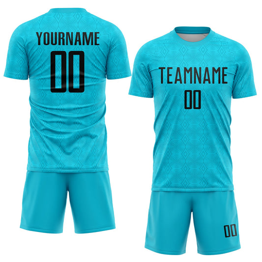 Custom Lakes Blue Black Geometric Shapes Sublimation Soccer Uniform Jersey - Sky-Custom