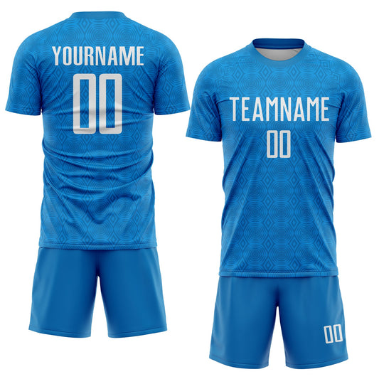 Custom Blue Black Geometric Shapes Sublimation Soccer Uniform Jersey - Sky-Custom