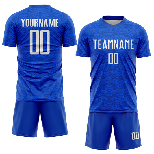 Custom Thunder Blue Black Geometric Shapes Sublimation Soccer Uniform Jersey - Sky-Custom