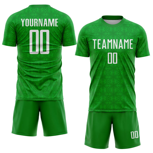 Custom Grass Green White Geometric Shapes Sublimation Soccer Uniform Jersey - Sky-Custom