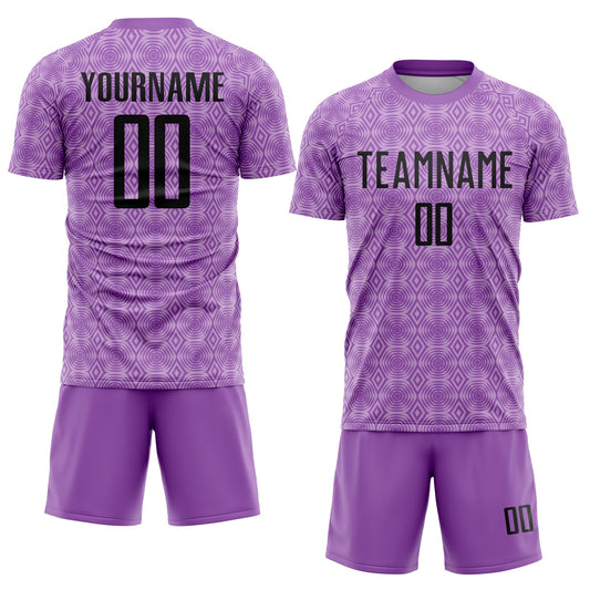 Custom Medium Purple Black-Light Purple Geometric Shapes Sublimation Soccer Uniform Jersey - Sky-Custom