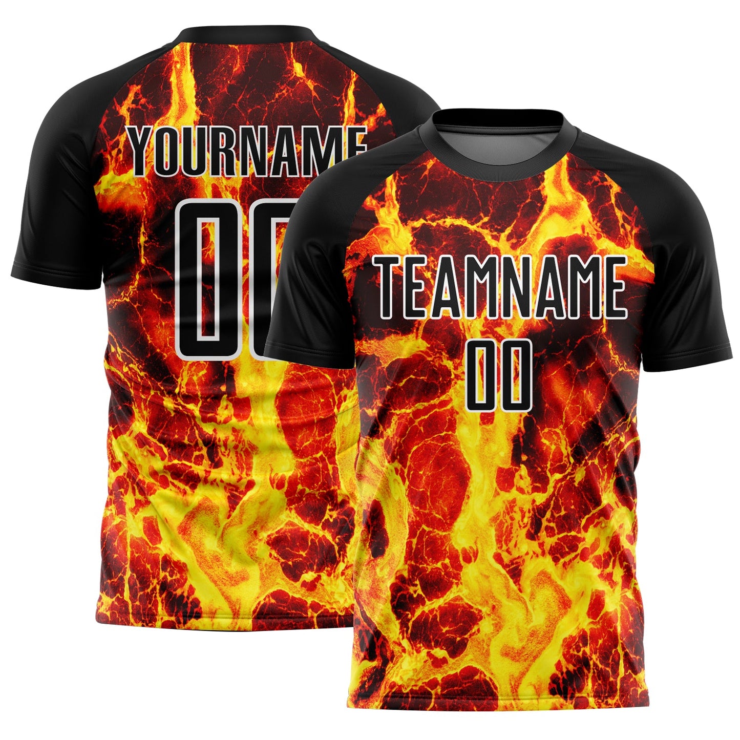 Custom Black Gold-White Flame Sublimation Soccer Uniform Jersey - Sky-Custom