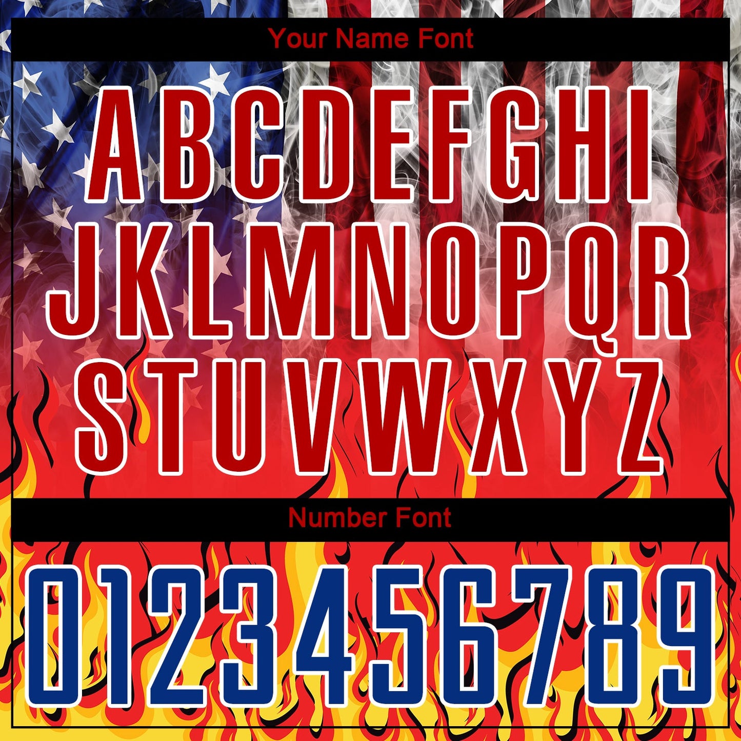 Custom Black Royal Red-Gold American Flag Flame Sublimation Soccer Uniform Jersey - Sky-Custom