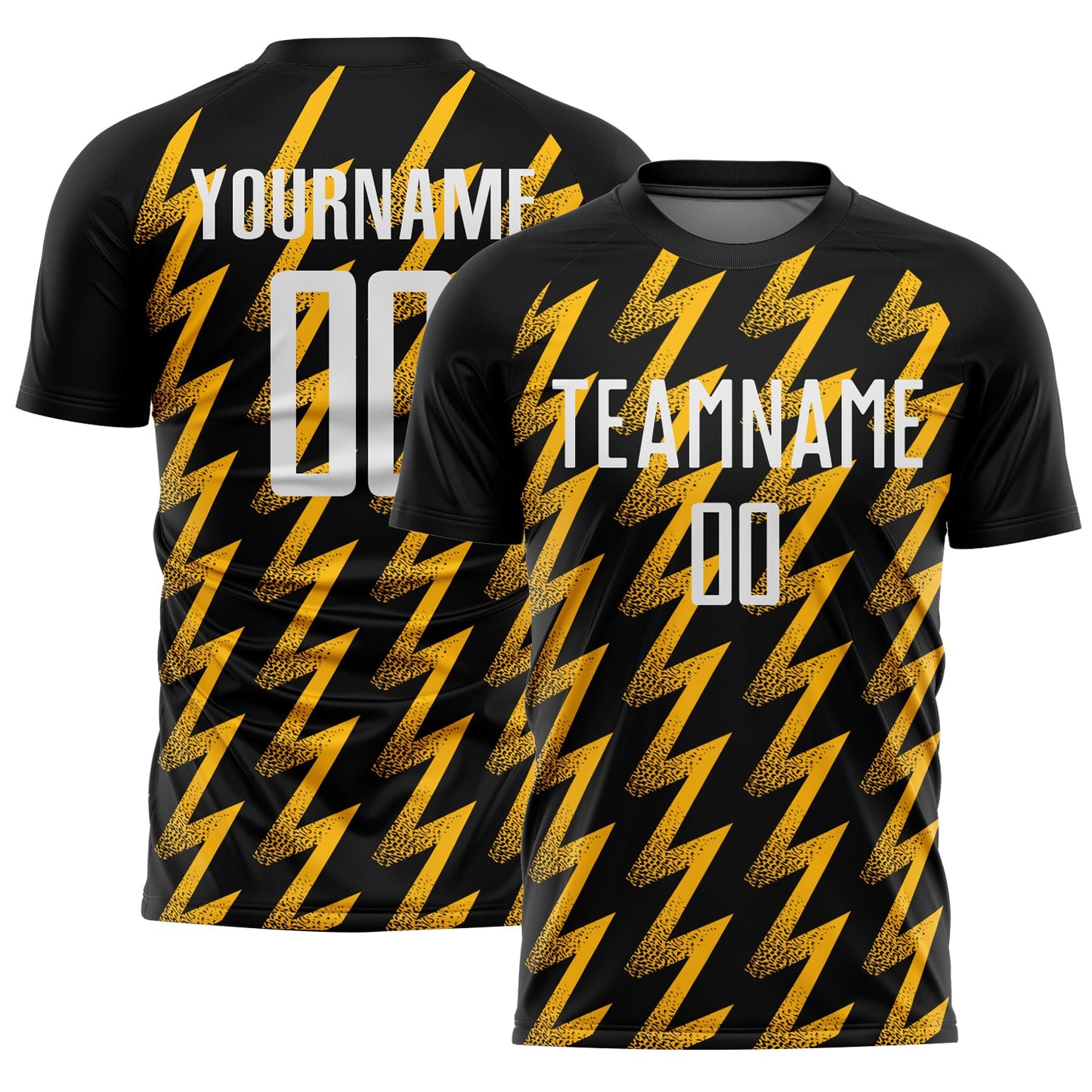 Custom Black White-Gold Zigzag Shape Sublimation Soccer Uniform Jersey - Sky-Custom