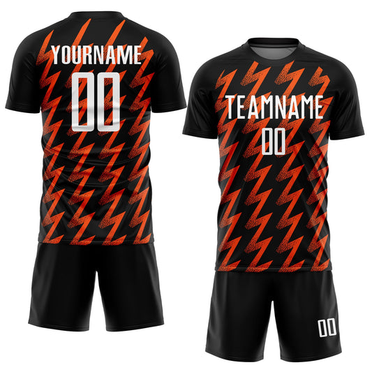 Custom Black White-Orange Zigzag Shape Sublimation Soccer Uniform Jersey - Sky-Custom